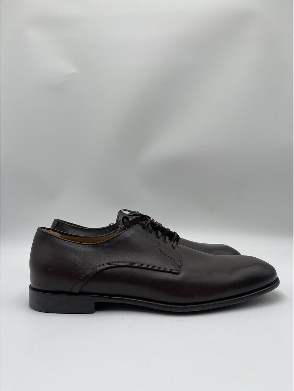 Men's Ferragamo Fosco leather Lace Up derby shoes Brown Leather Size 9E